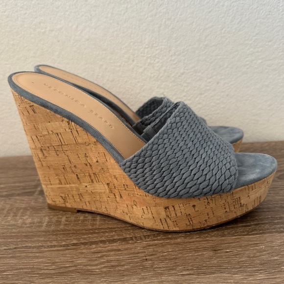 Veronica Beard Dali Woven Platform Wedge Sandal In Jeans, Size 8 - Picture 1 of 7